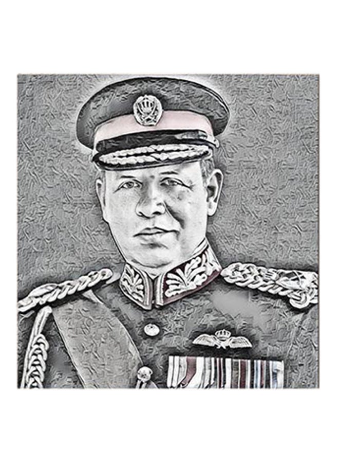 RYN King Abdullah Of Jordan MDF Wall Art Grey/White/Black - Image 1