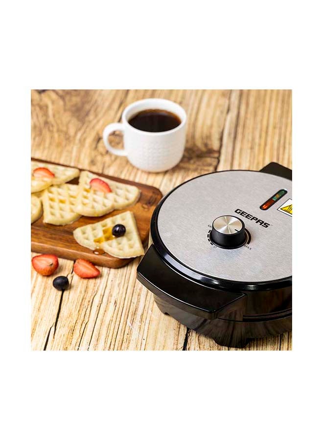 GEEPAS Heart Waffle Maker Temperature Control Power On & Ready Indicator Non-Stick Cooking Plate 1000 W GWM36538 Silver/Black - Image 5