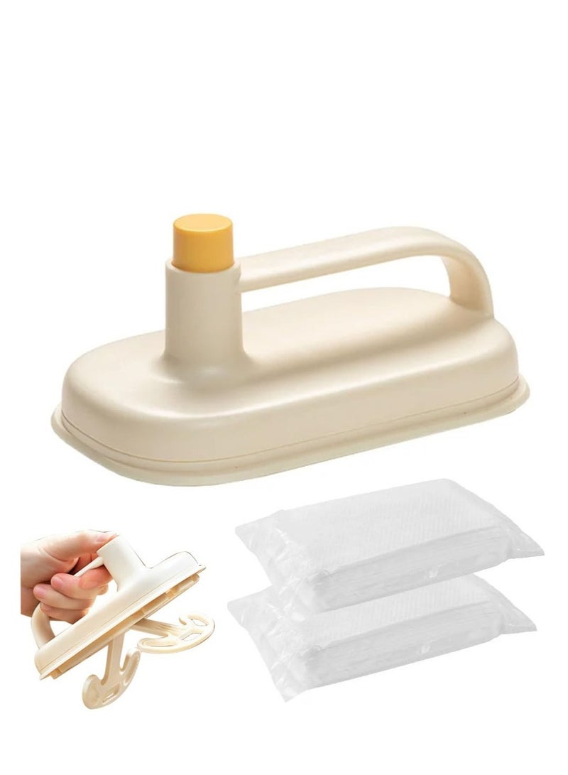 Scouring Pad Brush, Cleaner Cloth Brushes with Handle, Scouring Washing Cleaning Brush, Household Cleaning Brush, for Ceramics, Countertop, Sink, Tub, Stove (1*Brush+100 Wipes) - Image 1