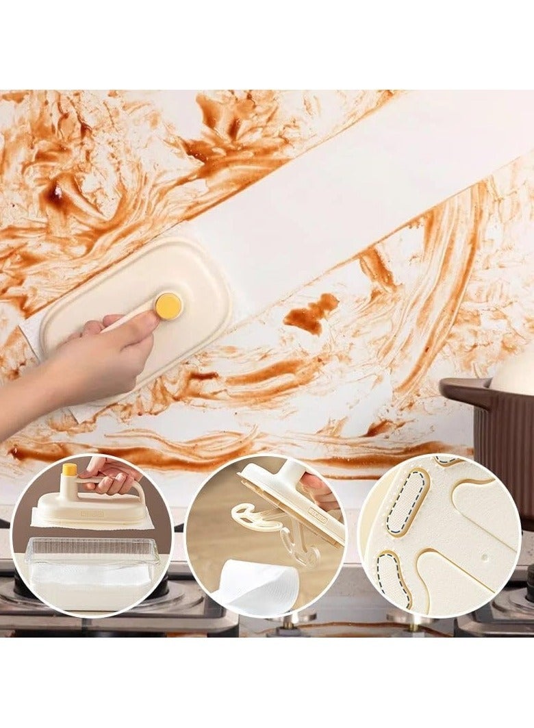 Scouring Pad Brush, Cleaner Cloth Brushes with Handle, Scouring Washing Cleaning Brush, Household Cleaning Brush, for Ceramics, Countertop, Sink, Tub, Stove (1*Brush+100 Wipes) - Image 5