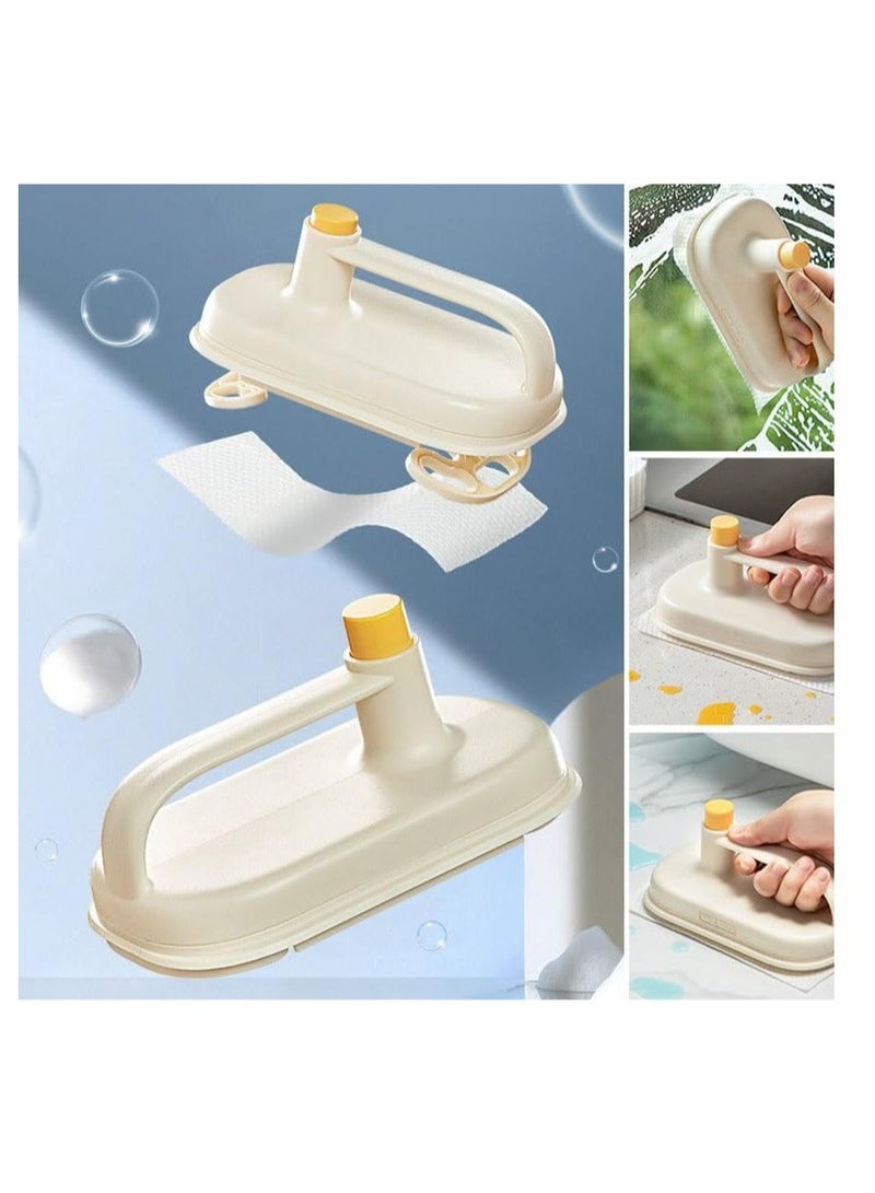 Scouring Pad Brush, Cleaner Cloth Brushes with Handle, Scouring Washing Cleaning Brush, Household Cleaning Brush, for Ceramics, Countertop, Sink, Tub, Stove (1*Brush+100 Wipes) - Image 4