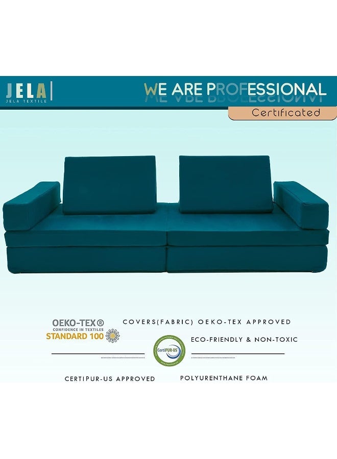 jela jela Kids Couch Extended Size 8PCS for Family, Floor Sofa Couch Modular Furniture for Kids Adults  - Image 4