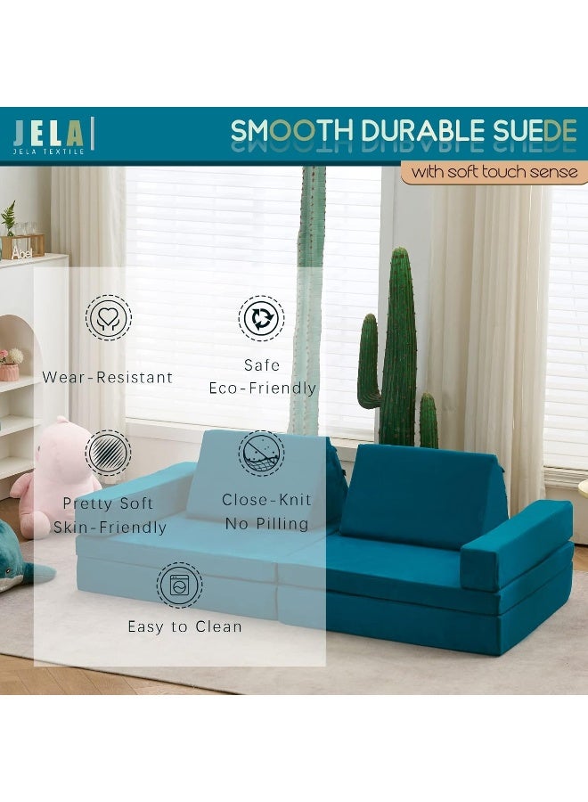 jela jela Kids Couch Extended Size 8PCS for Family, Floor Sofa Couch Modular Furniture for Kids Adults  - Image 3