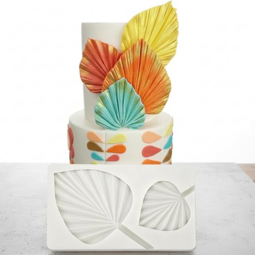 MoldBerry Palm Leaf Silicone Fondant Mould | Leaf Garnishing Sheet for Cake Decoration | Chocolate, Gum Paste, Sugar Craft Embossing Mold | 11.3 x 19.5 cm | White | Pack of 1 - Image 1