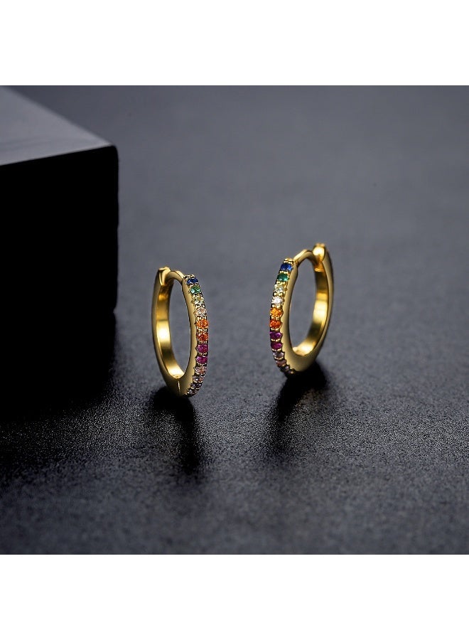 a pair Fashion Luxurious Multi-Color Inlaid Zircon Earrings for Women, Fashion Jewelry, Suitable for Daily & Holiday Wear, Perfect Gift - Image 4