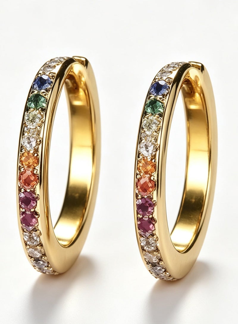 a pair Fashion Luxurious Multi-Color Inlaid Zircon Earrings for Women, Fashion Jewelry, Suitable for Daily & Holiday Wear, Perfect Gift - Image 2