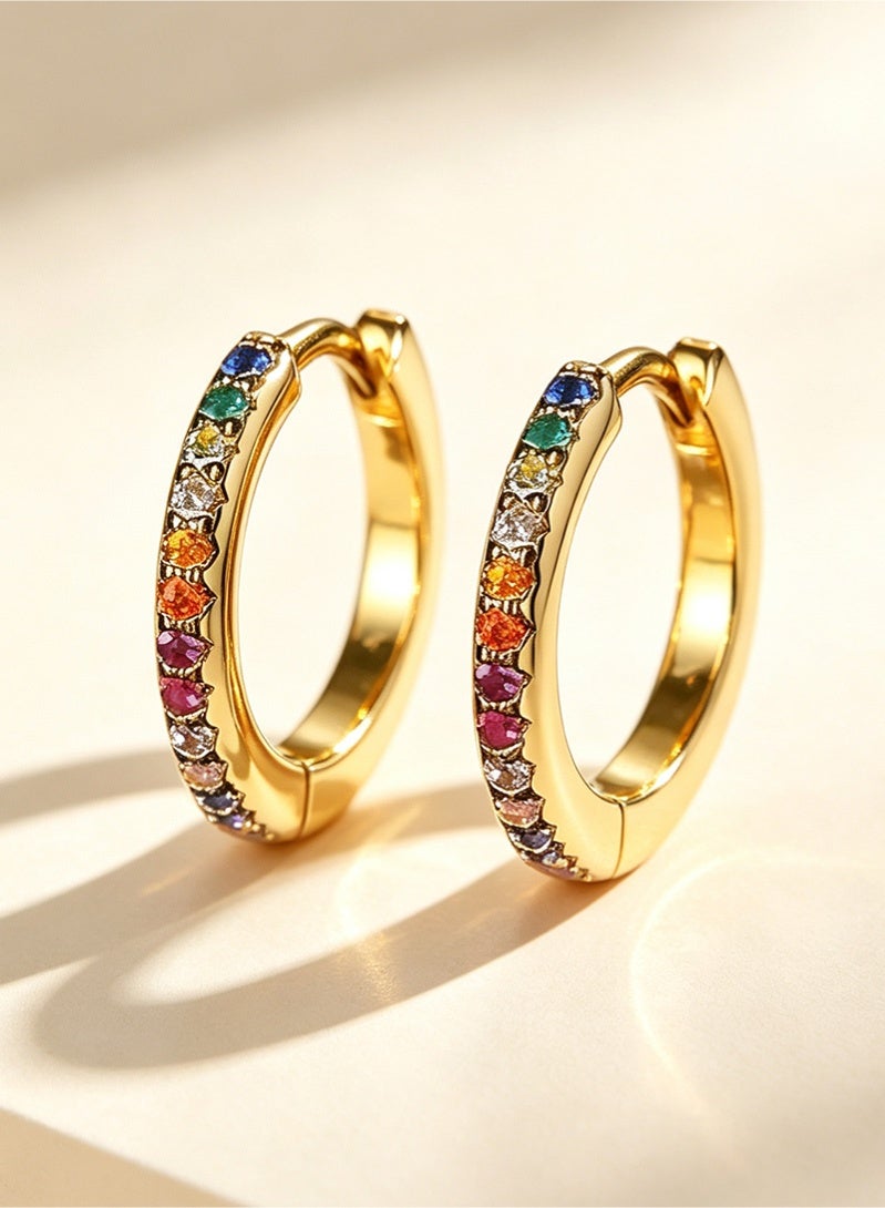 a pair Fashion Luxurious Multi-Color Inlaid Zircon Earrings for Women, Fashion Jewelry, Suitable for Daily & Holiday Wear, Perfect Gift - Image 1