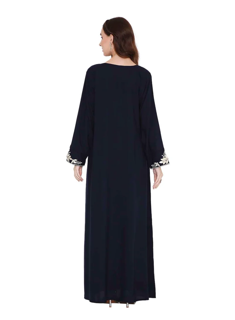 HANA & SARA LONG VISCOSE UNIQUE THRAED EMBROIDERY ON SOLID COLOUR  ARABIC FARASHA JALABIYA DRESS