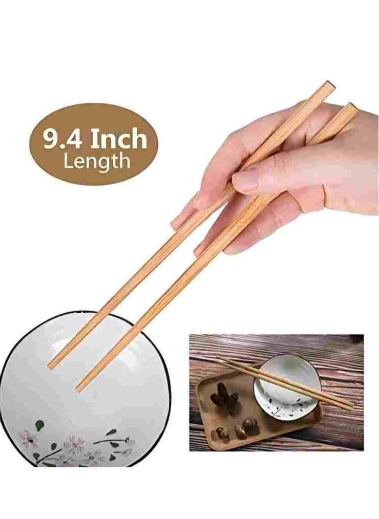 Fasola 5 pairs of natural bamboo chopsticks, 24cm reusable Japanese-Chinese chopsticks, hot pot chopsticks, dishwasher safe gift set, cooking pork rib noodles, extra-long kitchen chopsticks  - Image 3