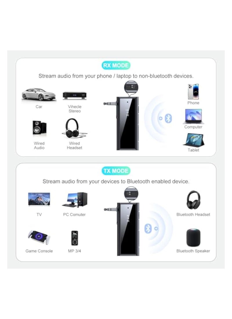 Generic - Bluetooth Aux Adapter Compatible with Playstation Portal Remote Player, 5.1 Wireless Transmitter Receiver 3.5mm Bluetooth Device Car TV Home Stereo System Headphones Universal Bluetooth Connector - Image 1