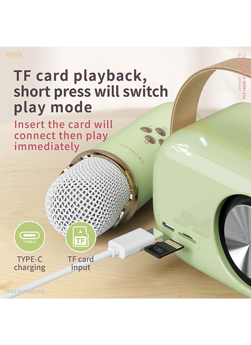 Karaoke Portable Wireless Bluetooth Speakers with Microphone One Click Original Vocal Elimination Auto Connection at Startup for Family Gatherings and Entertainment