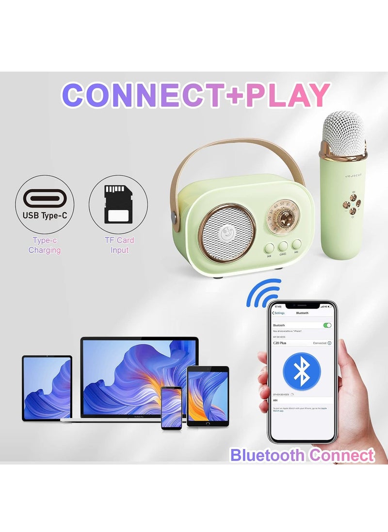 Karaoke Portable Wireless Bluetooth Speakers with Microphone One Click Original Vocal Elimination Auto Connection at Startup for Family Gatherings and Entertainment