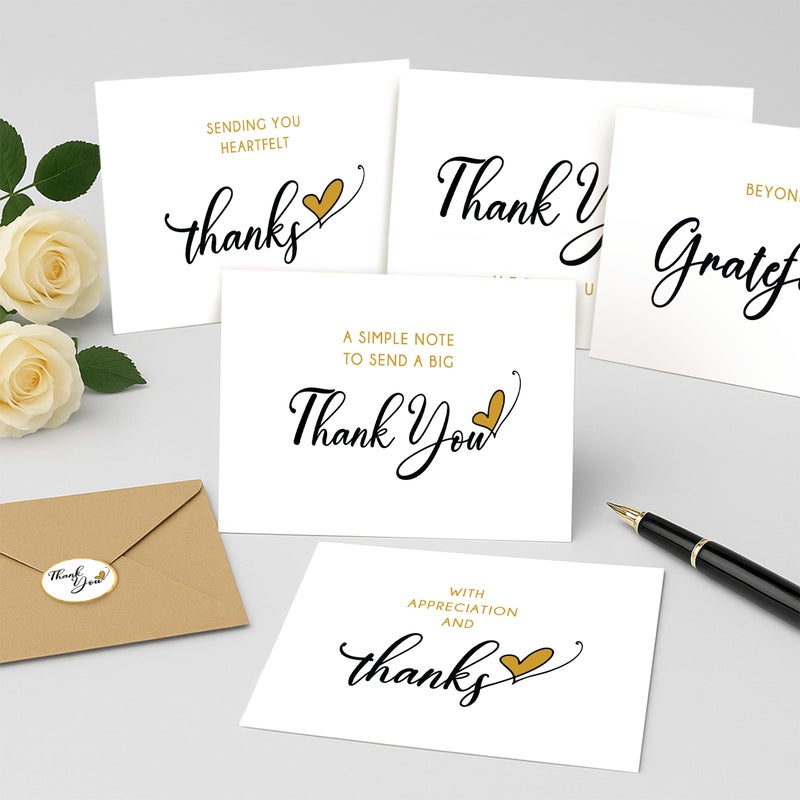 Only Zest Bulk Thank You Cards with Envelopes Set and Stickers - 30 Pack, 4 x 6 in Blank Simple Thank You Notes - Minimalist Box for Weddings, Baby Showers, Birthdays, Small Businesses - Image 5