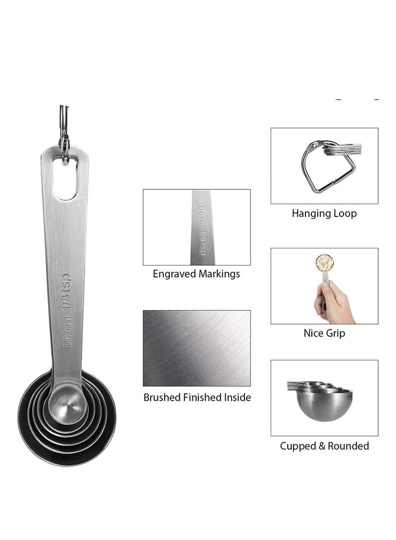 6 ملاعق قياس 6 قطع من الفولاذ المقاوم للصدأ الشظية - Image 2