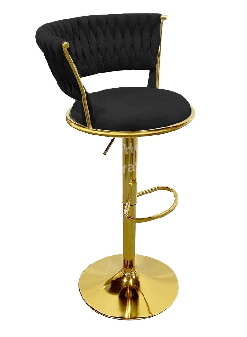 MAPLE HOME DECORATION Velvet Bar Stool Chair Metal Leg, Adjustable High Backrest 360° Upholstered Seat Kitchen Home Office Chairs - Image 1