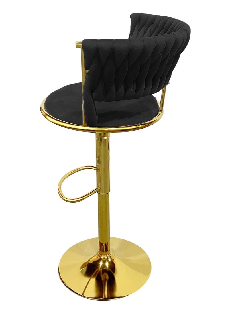 MAPLE HOME DECORATION Velvet Bar Stool Chair Metal Leg, Adjustable High Backrest 360° Upholstered Seat Kitchen Home Office Chairs - Image 3