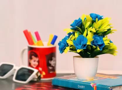 Resilience مجموعة نباتات صناعية مرنة مع وعاء بلاستيكي فاخر وزهرة فاخرة لتزيين المنزل والحفلات ومكاتب العمل بارتفاع 7 بوصات175 سم وعرض 6 بوصات15 سم عبوة من 5 - Image 3