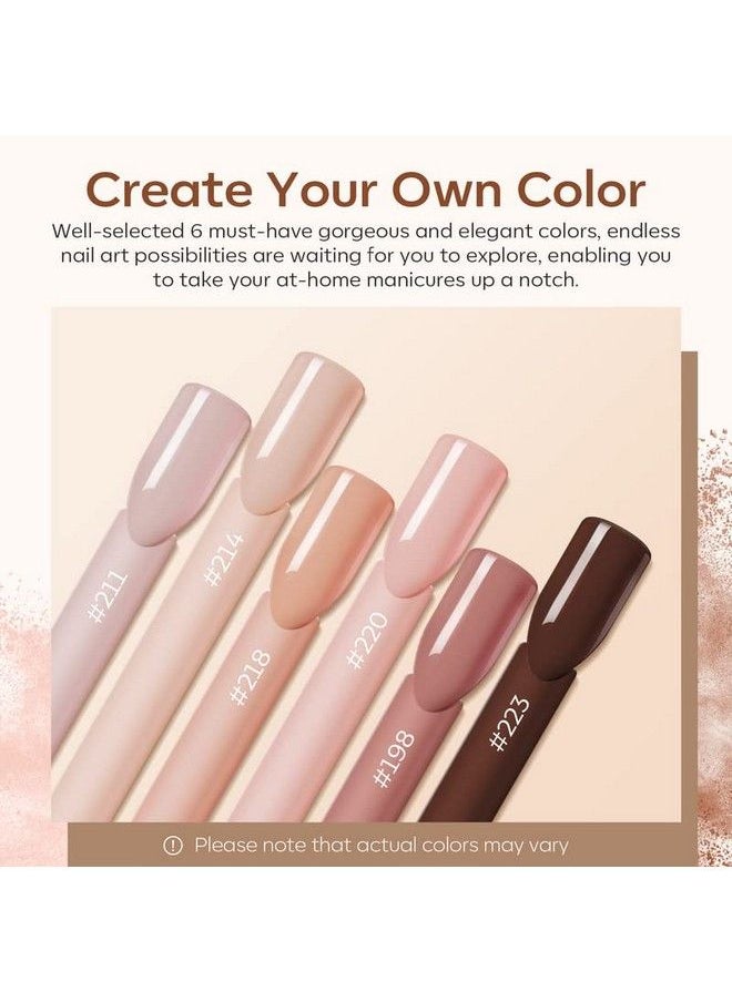 modelones Acrylic Powder 6 Pcs Nude Nail Acrylic Powder Set All Seasons Skin Tones Brown Neutral Nail Acrylic Powder For 3D Acrylic Nail Art Nail Carving French Nail Extension Gifts For Women  - Image 3