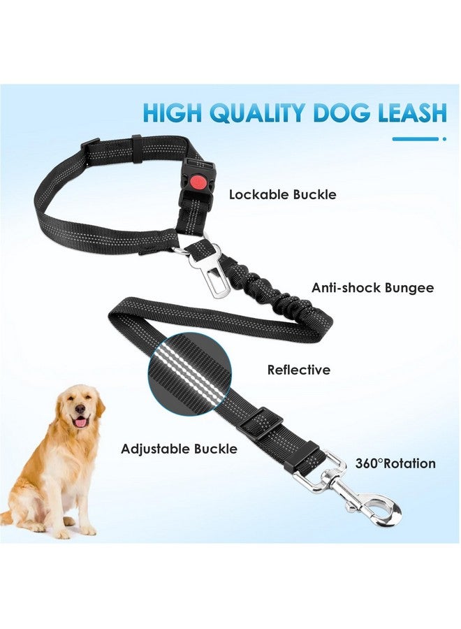 Lukovee Dog Seatbelt Leash for Cars, 2 Pack Pet Safety Car Seat Belt with Adjustable Buckle & Reflective Bungee, Connect Dog Harness in Vehicle Car Dogs Restraint Travel Daily Use (Black) - Image 2