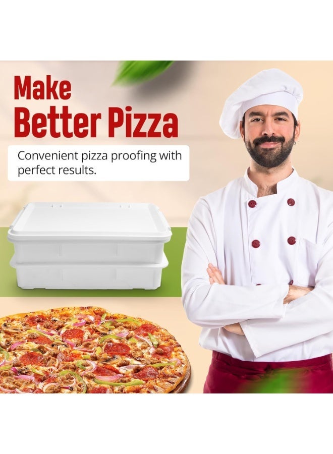 YOUWE7 مجموعة صناديق تخمير عجينة البيتزا YOUWE7، عبوة من صندوقين قابلين للتكديس لتخمير الخبز مع أغطية، عجلة بيتزا، خفاقة عجين، مكشطة عجين، مثالية لعجين البيتزا، العجين المخمر، حاوية تخزين الطعام - Image 3