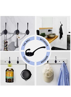 KASTWAVE 10 Pack Matte Black Coat Hooks Heavy Duty Dual Coat Hooks Wall Mounted Utility Black Not Rust Hooks for Coat, Robe, Scarf, Bag, Towel, Key, Hat and More, Include 20 Pieces Screws  - Image 3