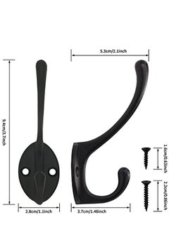 KASTWAVE 10 Pack Matte Black Coat Hooks Heavy Duty Dual Coat Hooks Wall Mounted Utility Black Not Rust Hooks for Coat, Robe, Scarf, Bag, Towel, Key, Hat and More, Include 20 Pieces Screws  - Image 5