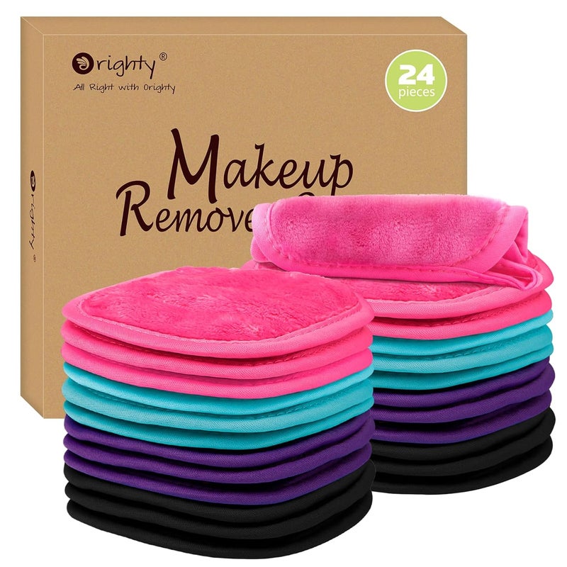 Orighty Makeup Remover Cloths 24 Pack Makeup Removal Face Cleaning Cloth Reusable Make Up Remover Pads Remove Instantly Dirt with Just Water 5 x 5 in