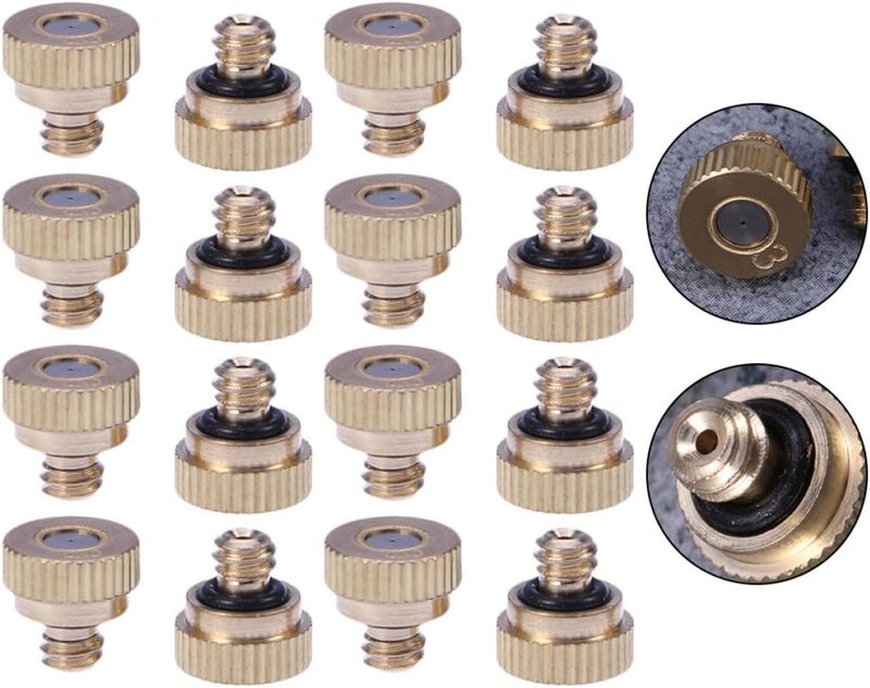 VICASKY 25pcs 0.4mm Brass Low Pressure Misting Nozzles for Outdoor Cooling and Greenhouse Humidification Atomizing Spray Heads - Image 1