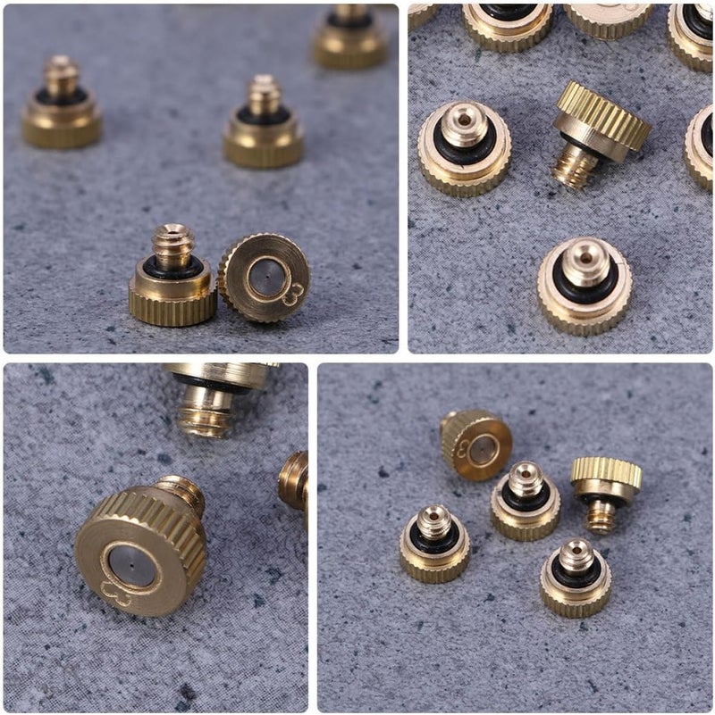VICASKY 25pcs 0.4mm Brass Low Pressure Misting Nozzles for Outdoor Cooling and Greenhouse Humidification Atomizing Spray Heads - Image 4