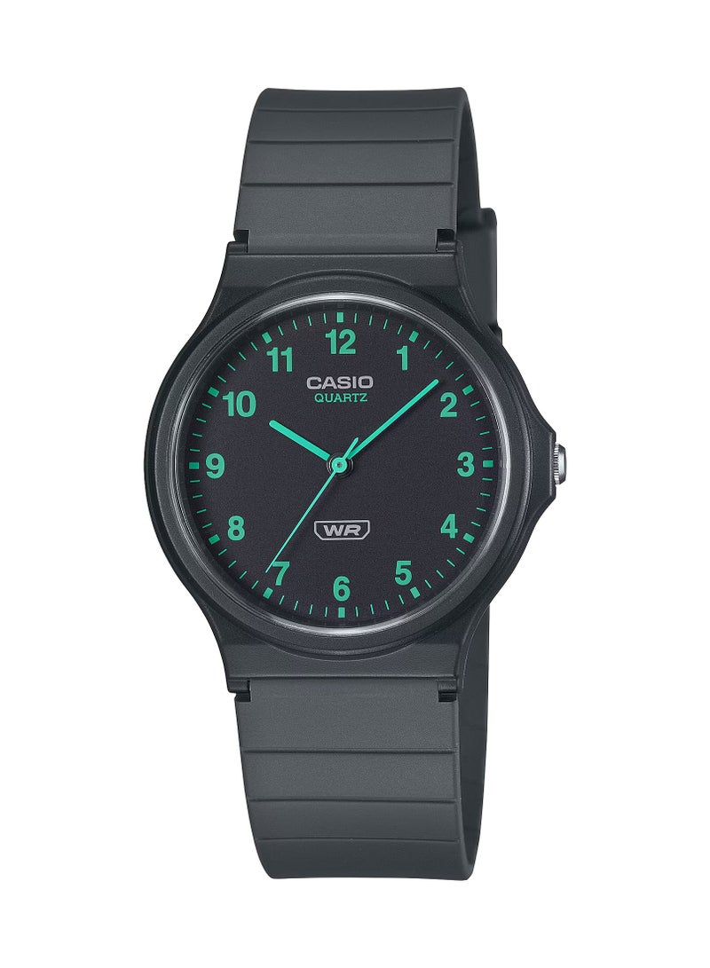 CASIO ساعة كوارتز تناظرية بسوار من الراتينج الأسود MQ-24B-8B - Image 1