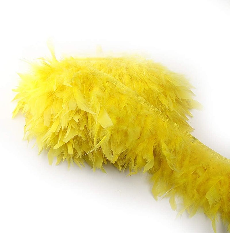 Sowder Turkey Feathers Trim Fringe for Party Wedding Dress Sewing Crafts Costumes Decoration Pack of 2 Yards (Yellow) - Image 2
