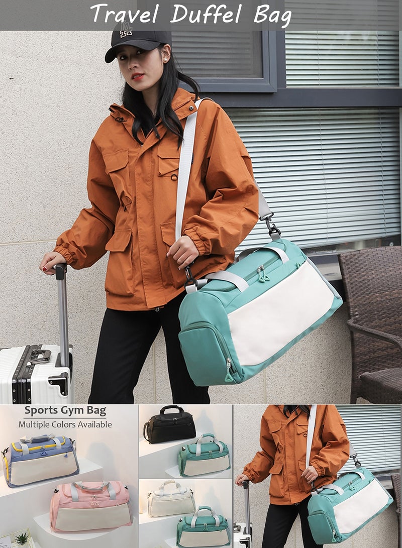 Qiccijoo Sports Gym Bag Travel Duffel Bag with Shoes Compartment and Wet Pocket for Men Women,50L Large Weekend Overnight Luggage Bag Carry on Bag Yoga Tote Bags(Green) - Image 3