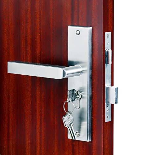 CRUST Heavy Duty Mortise Door Lock Set for Main Door, Door Handle Lock Set for Main Door Lock, Office/Hotel/Bathroom (LB-201, Matt Satin) - Image 4