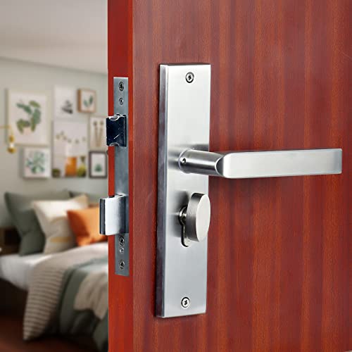 CRUST Heavy Duty Mortise Door Lock Set for Main Door, Door Handle Lock Set for Main Door Lock, Office/Hotel/Bathroom (LB-201, Matt Satin) - Image 2