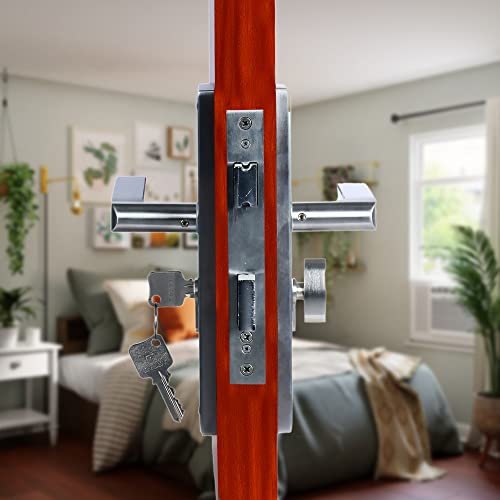 CRUST Heavy Duty Mortise Door Lock Set for Main Door, Door Handle Lock Set for Main Door Lock, Office/Hotel/Bathroom (LB-201, Matt Satin) - Image 3