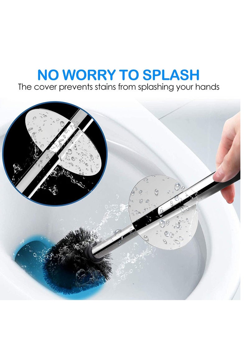SYOSI Toilet Brush and Holder Set for Bathroom, Deep-Cleaning Silicone Toilet Bowl Brush with Non-Slip Long Plastic Handle, Bendable Brush Head to Clean Toilet Corner Easily - Image 4