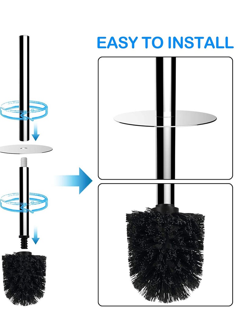 SYOSI Toilet Brush and Holder Set for Bathroom, Deep-Cleaning Silicone Toilet Bowl Brush with Non-Slip Long Plastic Handle, Bendable Brush Head to Clean Toilet Corner Easily - Image 3