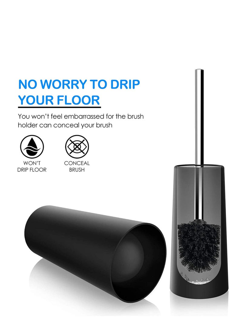 SYOSI Toilet Brush and Holder Set for Bathroom, Deep-Cleaning Silicone Toilet Bowl Brush with Non-Slip Long Plastic Handle, Bendable Brush Head to Clean Toilet Corner Easily - Image 5
