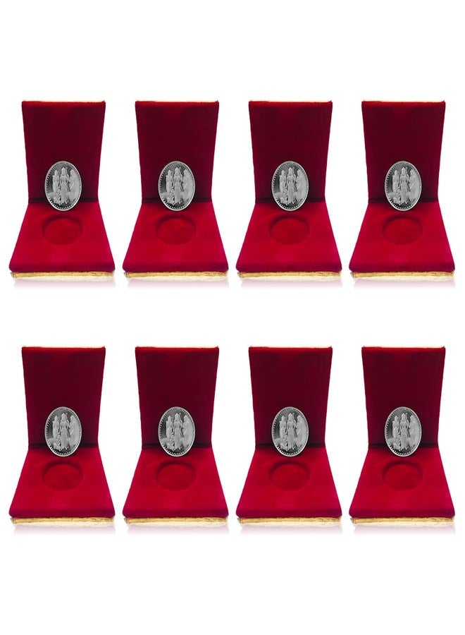 NINE10 Silver Plated Coins 10 Grams German Silver of Ram Darbar for Ram Navami Pooja or Diwali Gift Items for Men, Women, Staff, Customer, Clients, Corporate with Velvet Gift Box (Pack of 8 Pcs) - Image 1