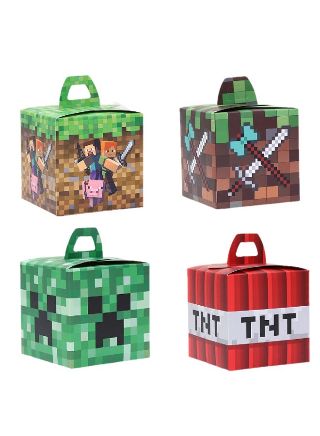 إيلوفهابرتي صناديق هدايا حفلات Minecraft – 12 قطعة صناديق هدايا Pixel (4 تصميمات، 3 من كل تصميم)، صناديق هدايا مقاس 10×10×10 سم لمستلزمات حفلات أعياد ميلاد Minecraft، صناديق حلوى، صناديق هدايا للأطفال - Image 1