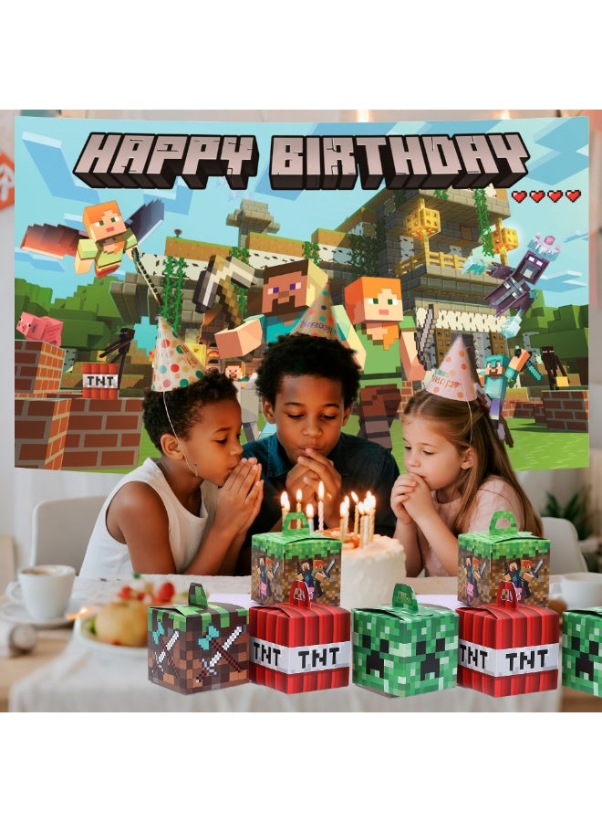 إيلوفهابرتي صناديق هدايا حفلات Minecraft – 12 قطعة صناديق هدايا Pixel (4 تصميمات، 3 من كل تصميم)، صناديق هدايا مقاس 10×10×10 سم لمستلزمات حفلات أعياد ميلاد Minecraft، صناديق حلوى، صناديق هدايا للأطفال - Image 3