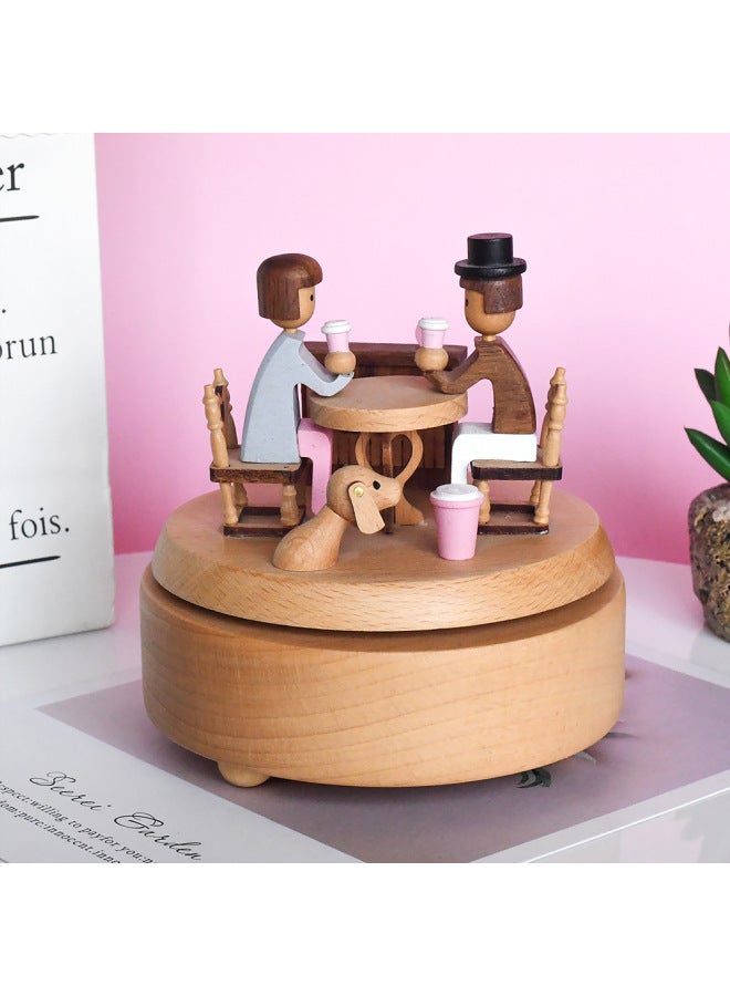 Creative Pink Wooden Music Box Printed Rabbit Music Box Girl's Heart Pink Birthday Gift Wooden Crafts - Image 3