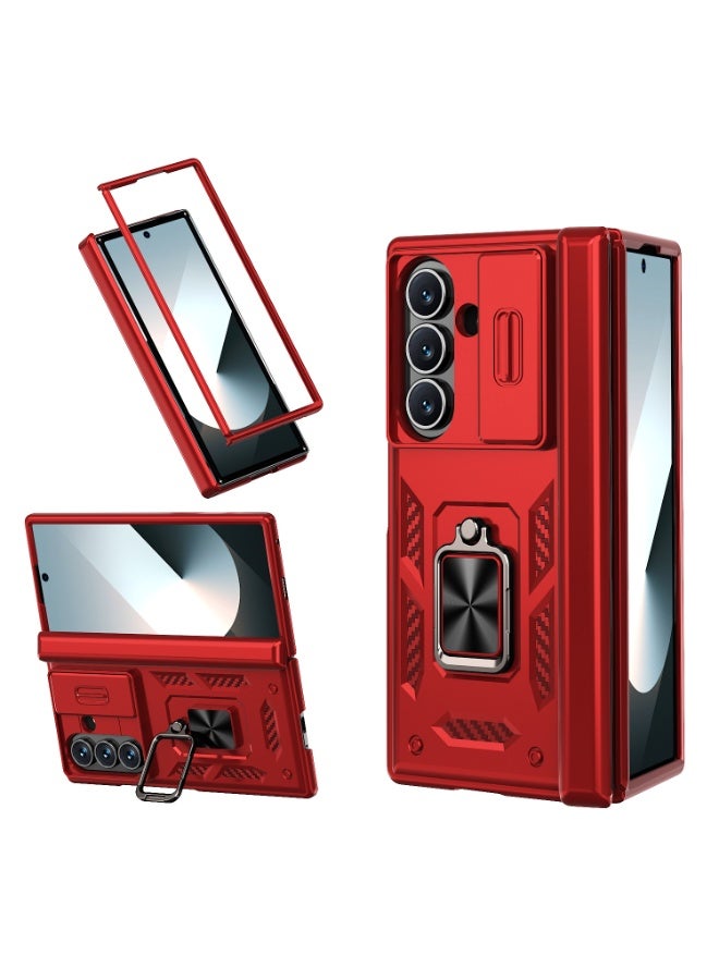 عام غطاء سامسونج جالكسي Z فولد 7 مع حماية المفصلة، غطاء متين مضاد للصدمات مع حامل حلقي قائم - تصميم قوي وواقي.