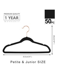 Red Dot Gift Premium Kids Velvet Hangers (Pack of 50) 14″ Wide with Copper Rose Gold Hooks,Space Saving,Nonslip Huggable Closet Hangers for Petite Junior Children’s Skirt Dress Pants,Clothes Hangers  - Image 4