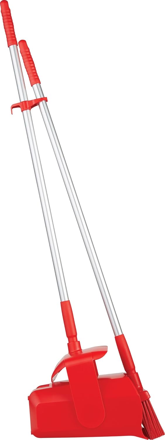 Vikan Remco  A Vikan Company 62504 Lobby Dustpan with Broom PolypropylenePolyesterAluminum 7 X 14 Bin 37 Handle Red  - Image 3