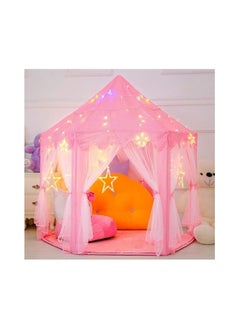 Princess Castle Play Tent Fairy Kids Play Tent with Star Lights Pink Large Playhouse Toys/Gift for Girls Indoor & Outdoor Play