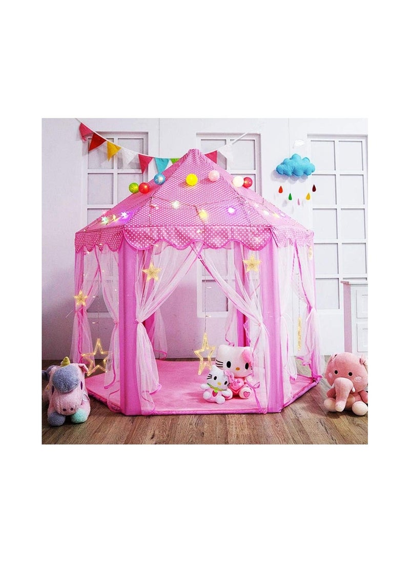 Generic - Princess Castle Play Tent Fairy Kids Play Tent with Star Lights Pink Large Playhouse Toys/Gift for Girls Indoor & Outdoor Play - Image 1