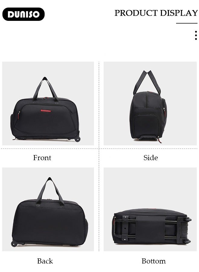 DUNISO 2 in 1 Suitcase for Men and Women, Large Capacity Hand Luggage Bag with Adjustable Pull Rod Portable Trolley Luggage Bag Travel Duffel Bag Multi-pocket Trolley Carry on Bag for Business Travel - Image 3
