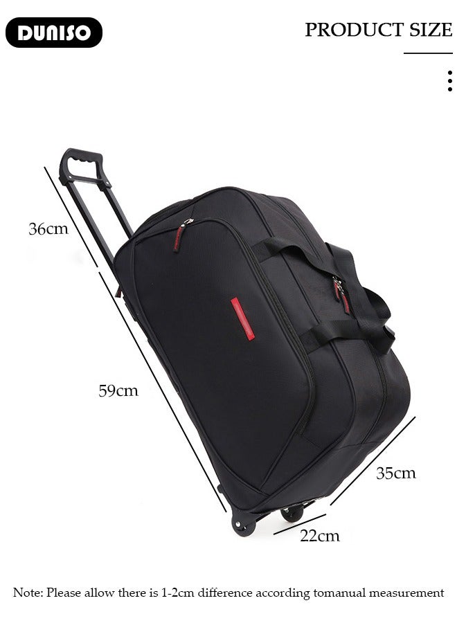 DUNISO 2 in 1 Suitcase for Men and Women, Large Capacity Hand Luggage Bag with Adjustable Pull Rod Portable Trolley Luggage Bag Travel Duffel Bag Multi-pocket Trolley Carry on Bag for Business Travel - Image 4