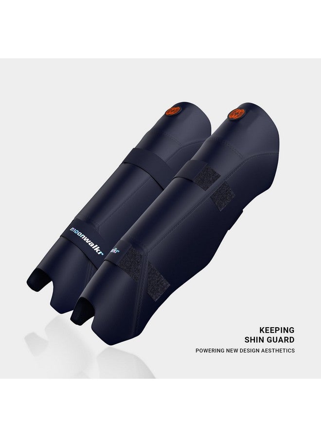moonwalkr Cricket Keeping Shin Guards Wicket Keeper Pads Protective Gear for Keeper's Height (5'4" - 6'6") Cricket Wicket Keeping Pads Super Slim Gear Comes with a 3-inch Strap (Blue, Adult) - Image 3